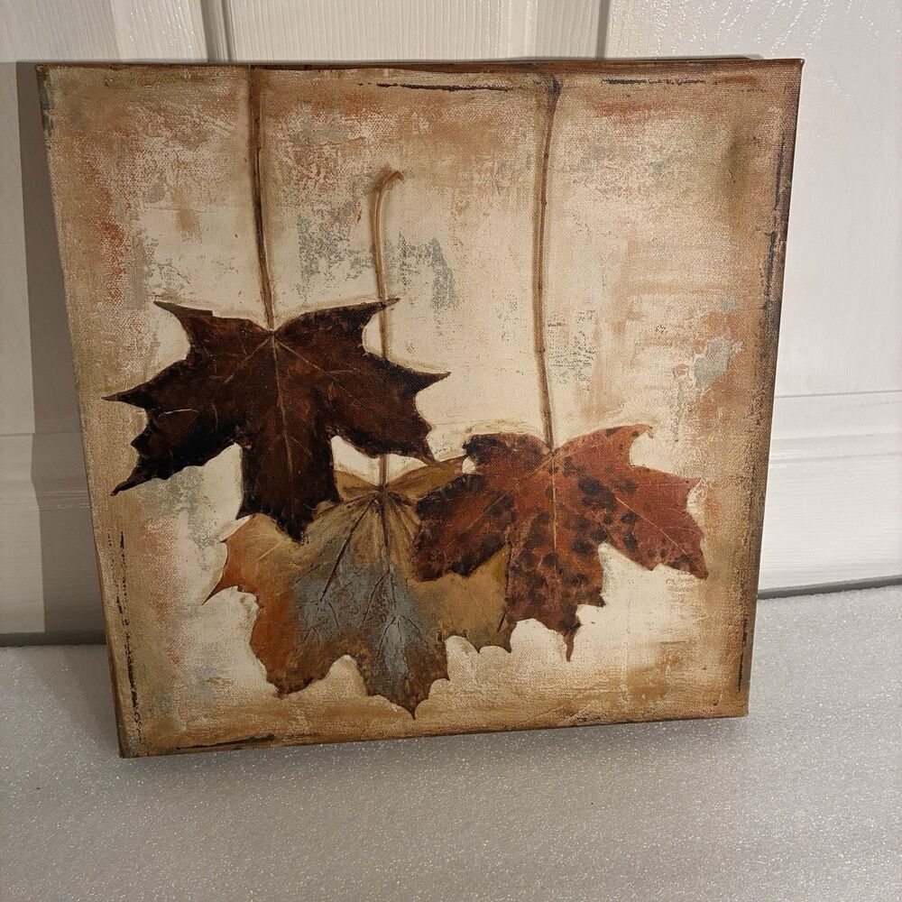 Canvas Picture Of Fall Leaves Turning Colors. 12”x12”. Great Autumn Wall Decor.